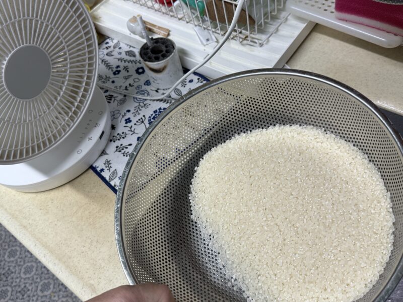 精米後の冷却&ふるい分け